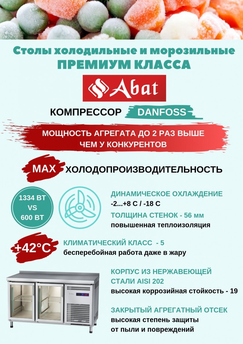 Стол холодильный среднетемпературный СХС-80-01П для пиццы (2 двери, GN 1/4 - 8 шт)