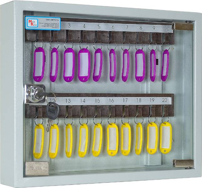 Фото - ключница со стеклянной дверцей — кл-20с шкаф на 20 ключей